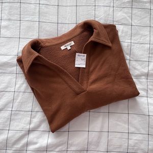 Cotton Hemp Oversized Polo Sweatshirt